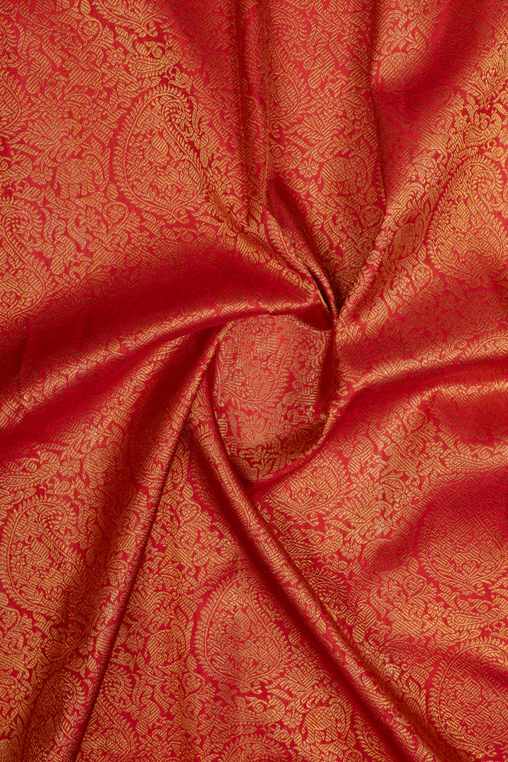 Red paisley vanasingaram pure kanchipuram silk saree