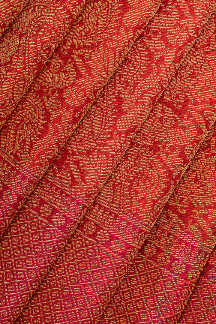 Red paisley vanasingaram pure kanchipuram silk saree