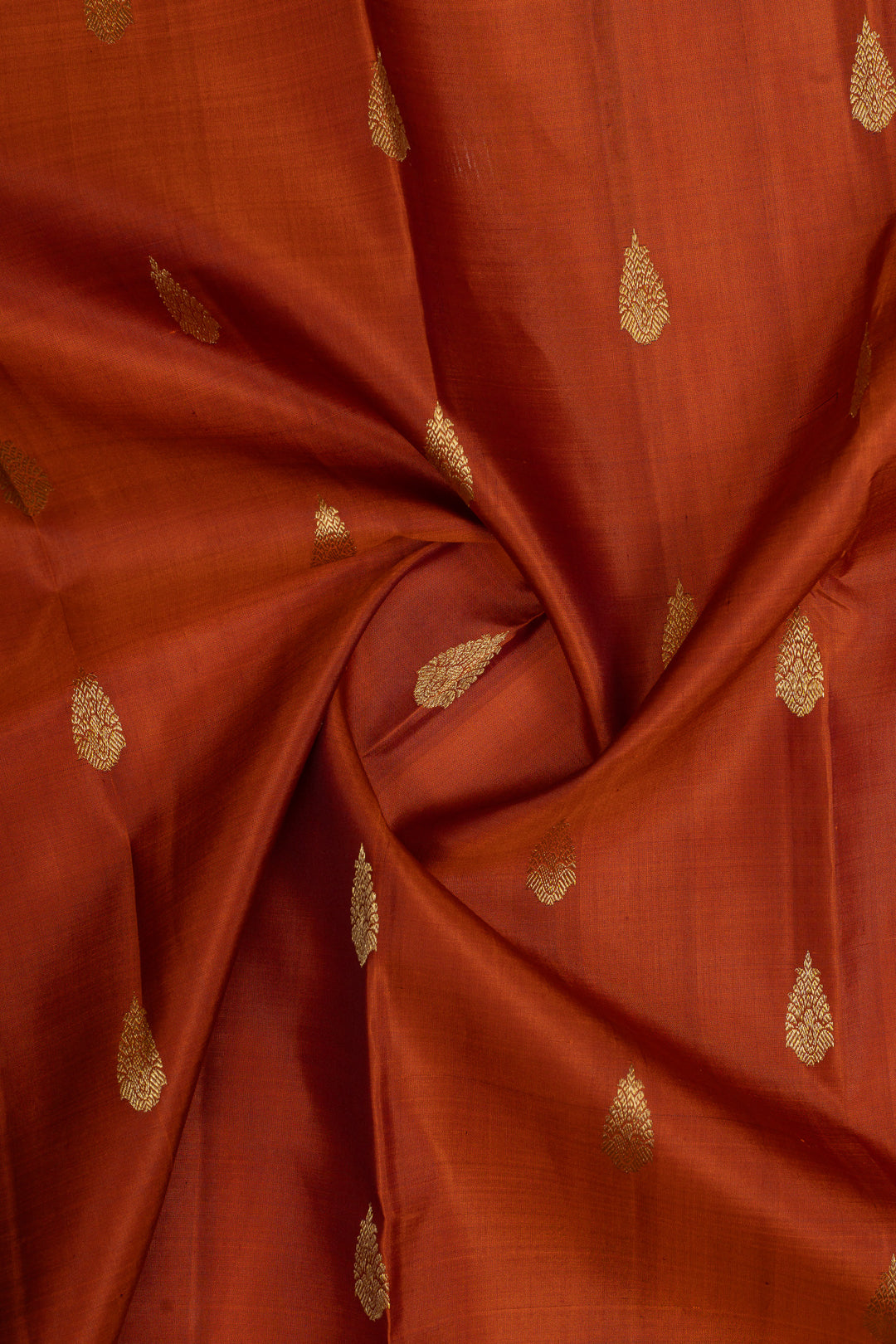 Rust orange traditional pure kanchipuram silk saree