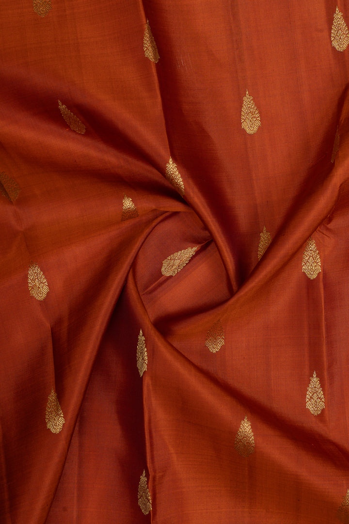 Rust orange traditional pure kanchipuram silk saree