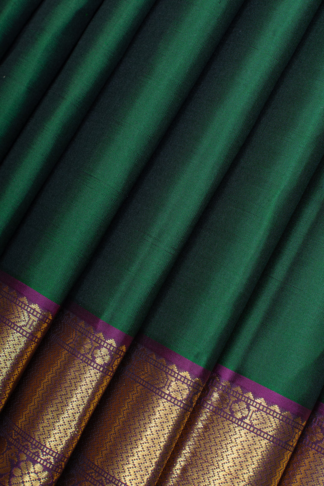 Emerald green and purple pure kanchipuram silk saree