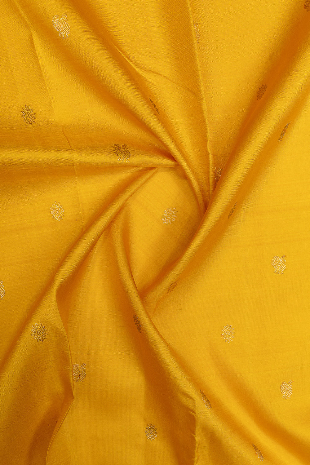 Mustard and purple traditional pure kanchipuram silk saree