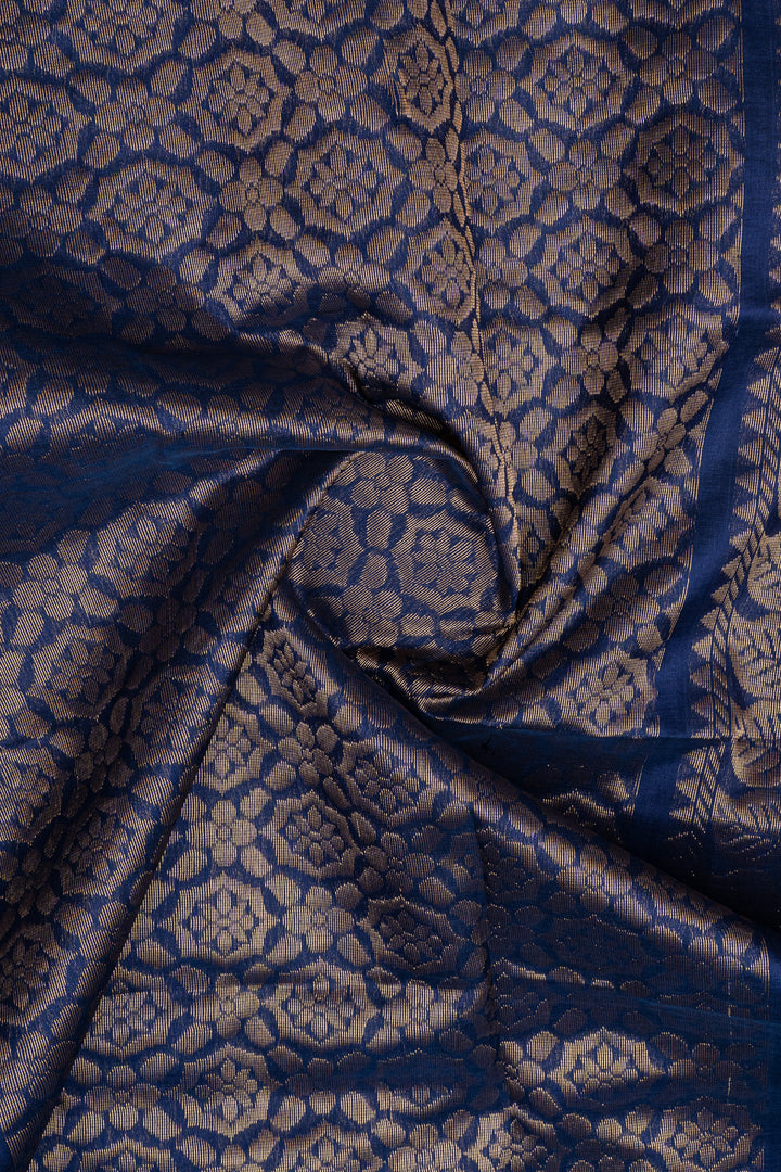 Greyish blue checks pure silk cotton saree