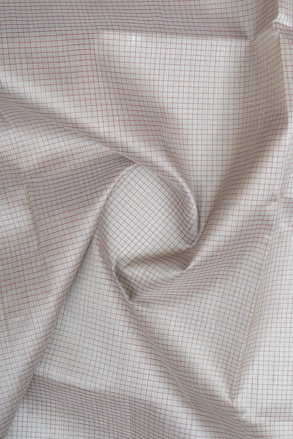 Off white and red checks pure silk cotton saree