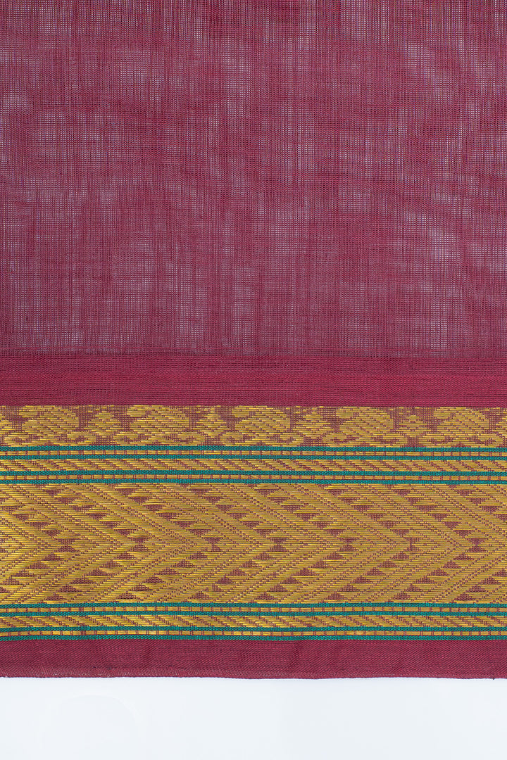 Off white and red checks pure silk cotton saree