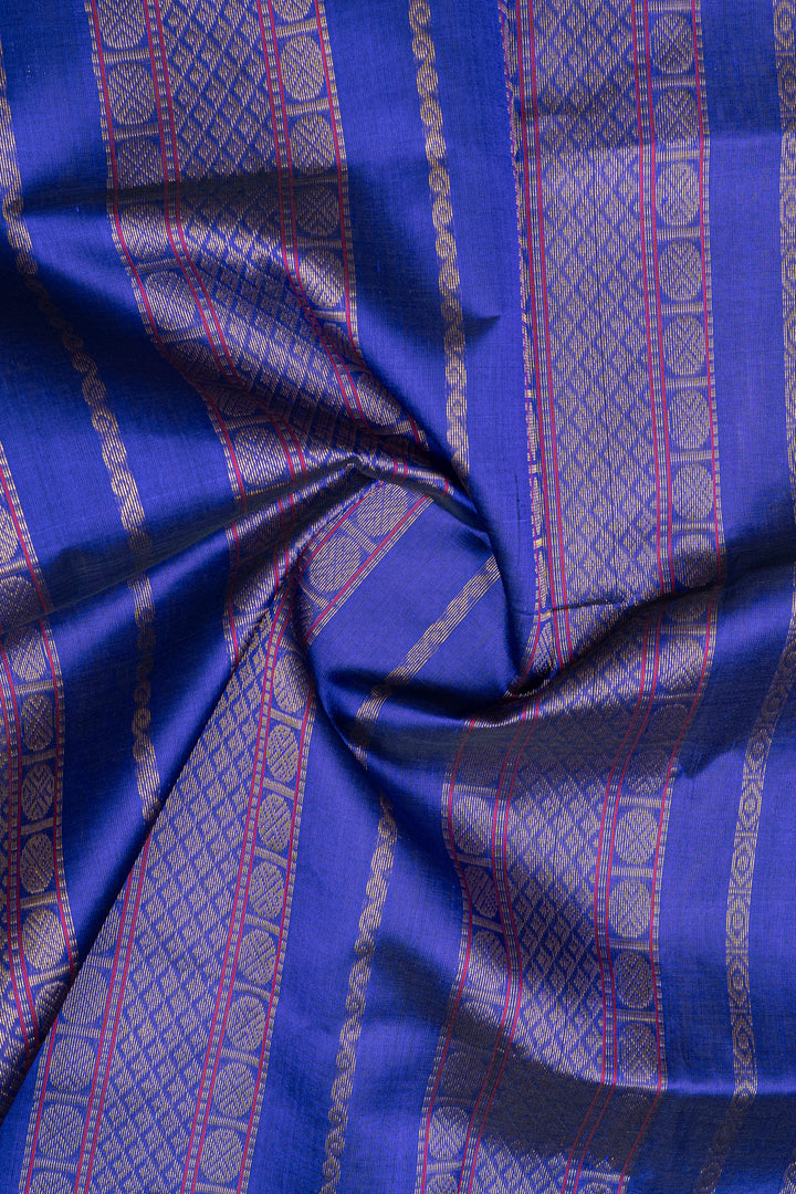 Mehandi green and blue checks pure silk cotton saree
