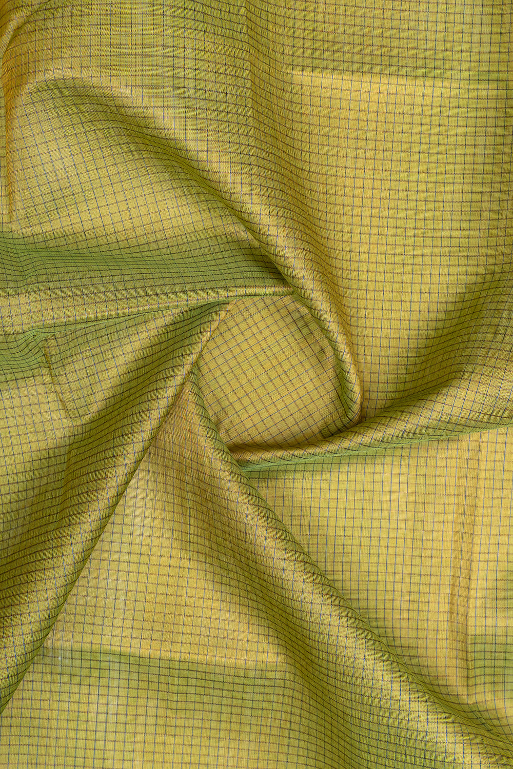 Mehandi green and blue checks pure silk cotton saree