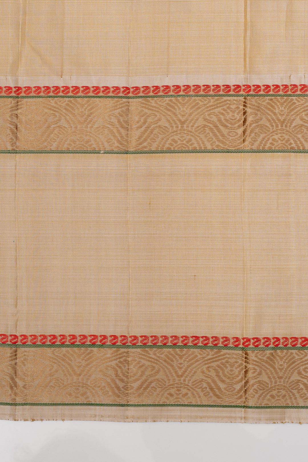 Sage green and Ivory hand painted pure kanchipuram silk saree