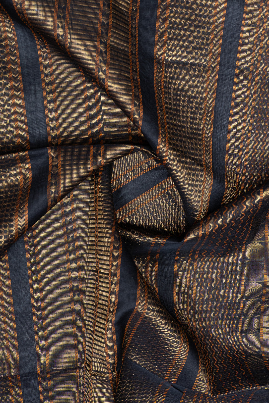 Orange thread checks pure silk cotton saree