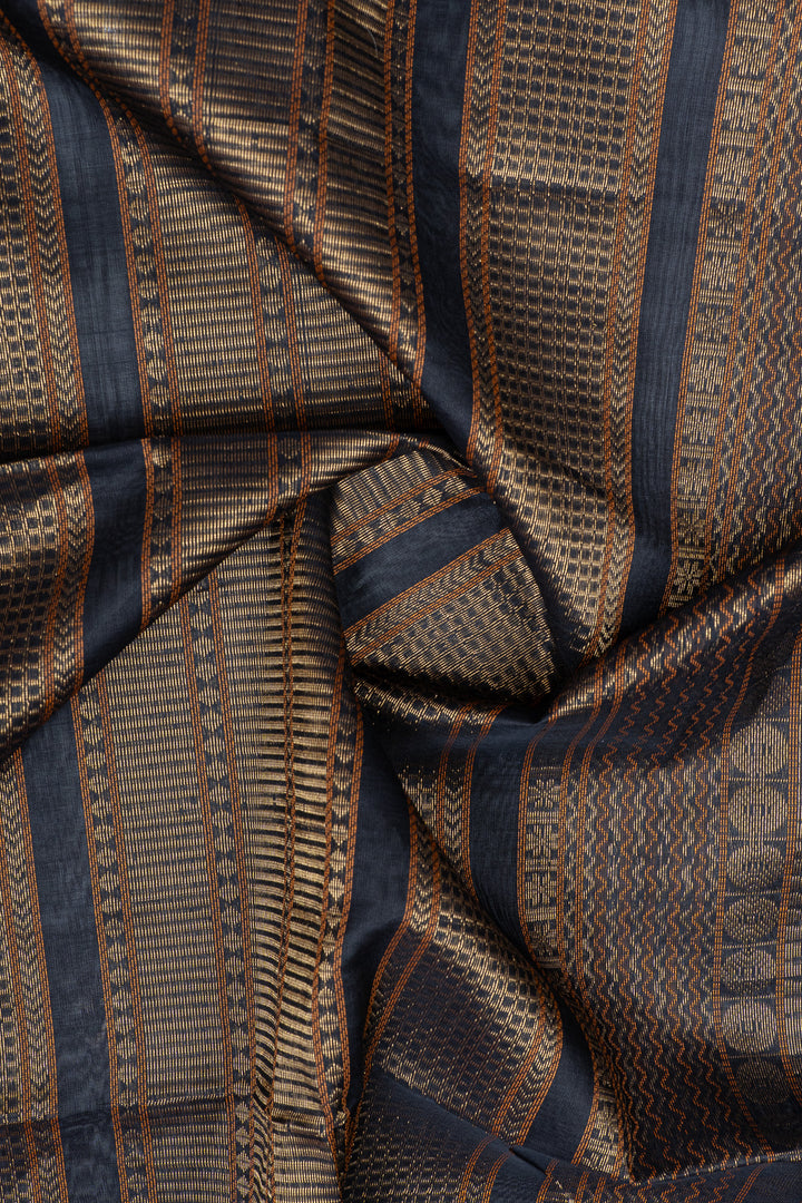 Orange thread checks pure silk cotton saree