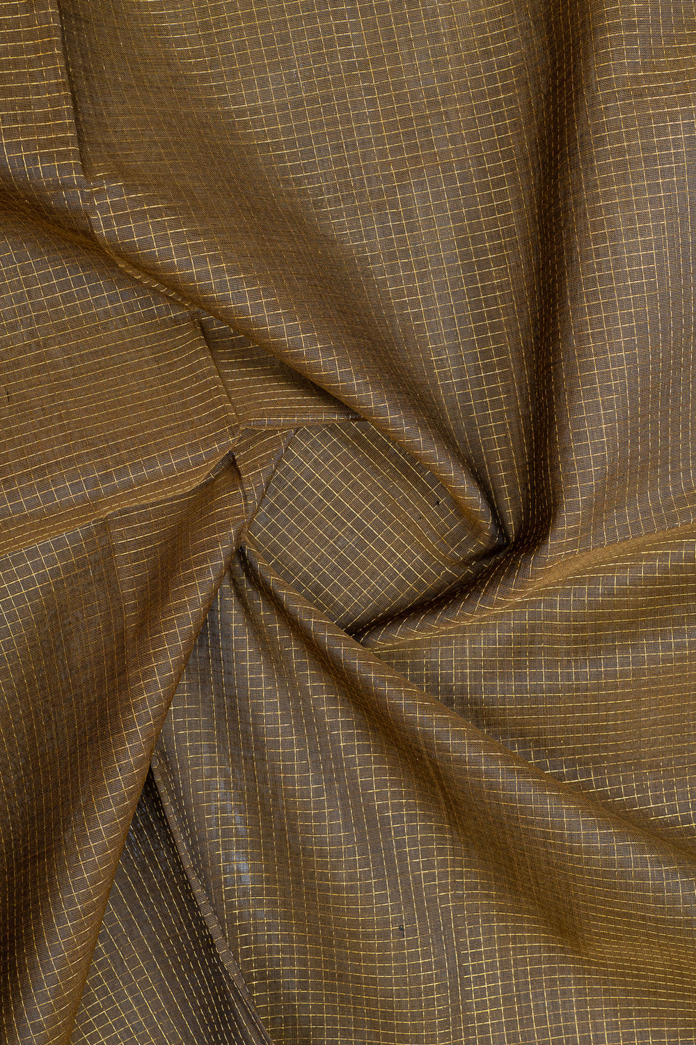 Moss green Zari checks pure silk cotton saree