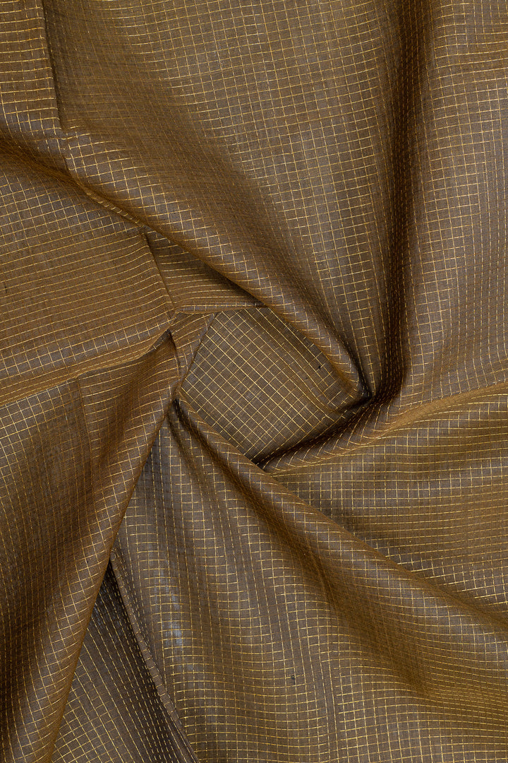 Moss green Zari checks pure silk cotton saree