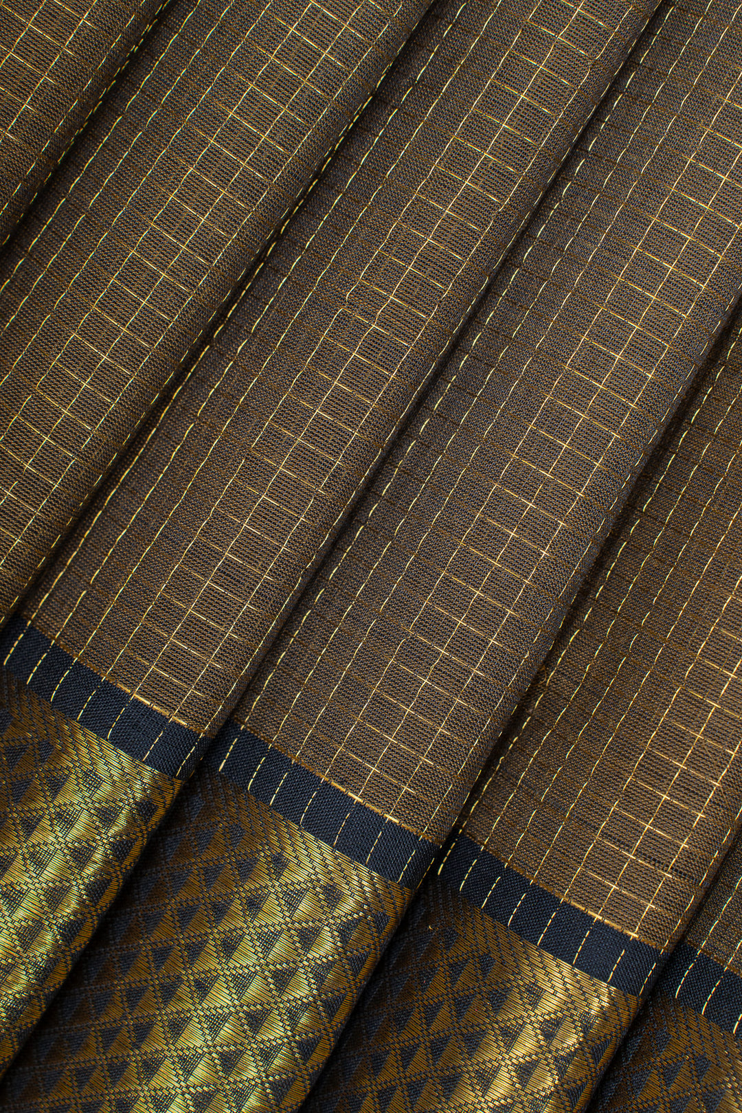 Moss green Zari checks pure silk cotton saree