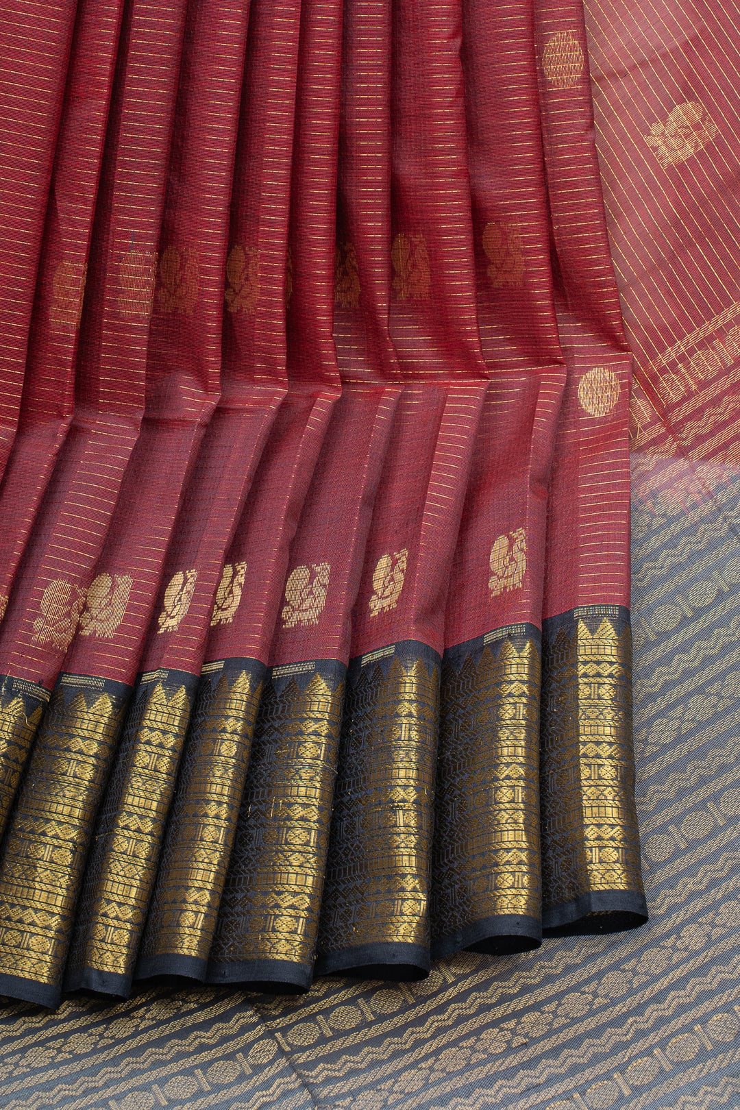 Maroon Vairaoosi  pure silk cotton saree