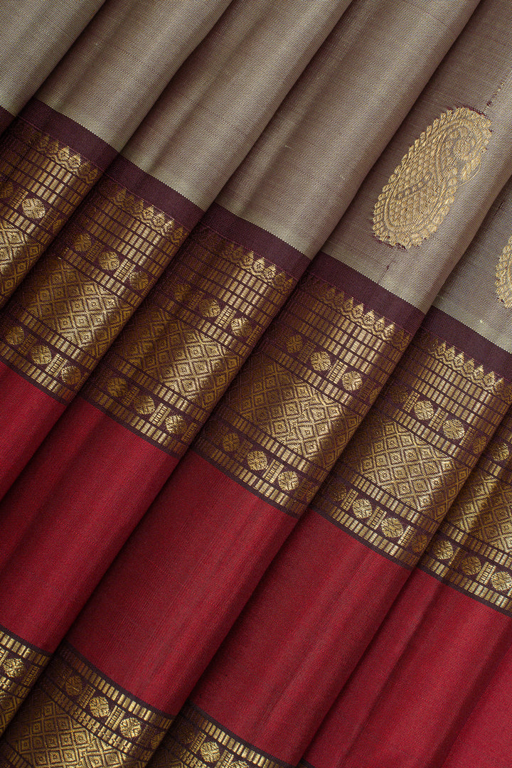 Grey traditional pure kanchipuram silk saree