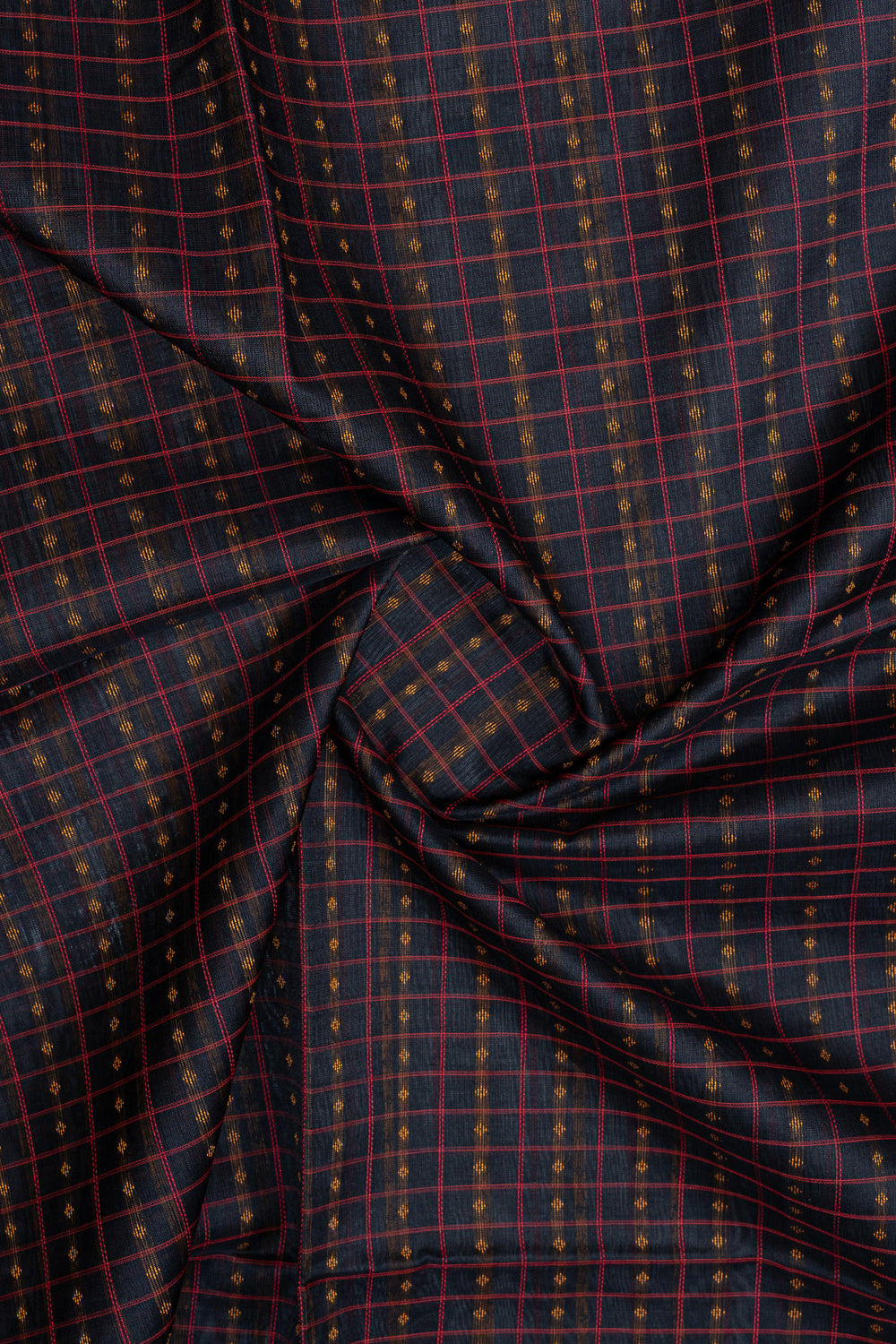 Black check pure silk cotton saree