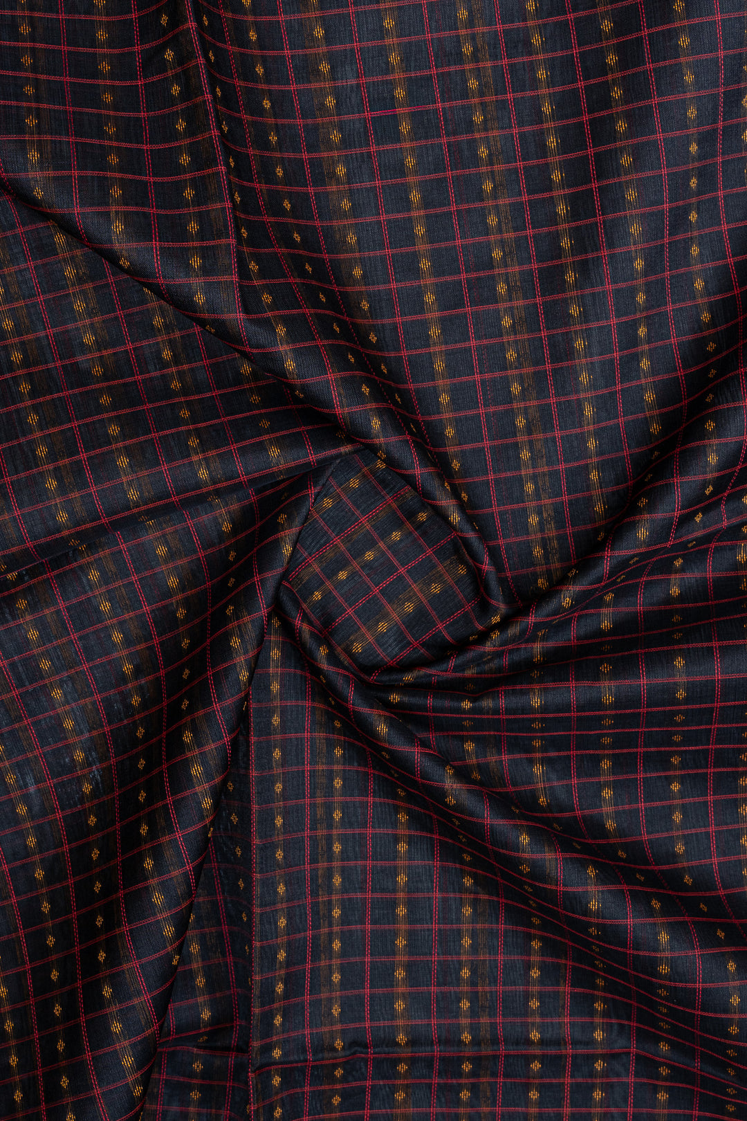 Black check pure silk cotton saree
