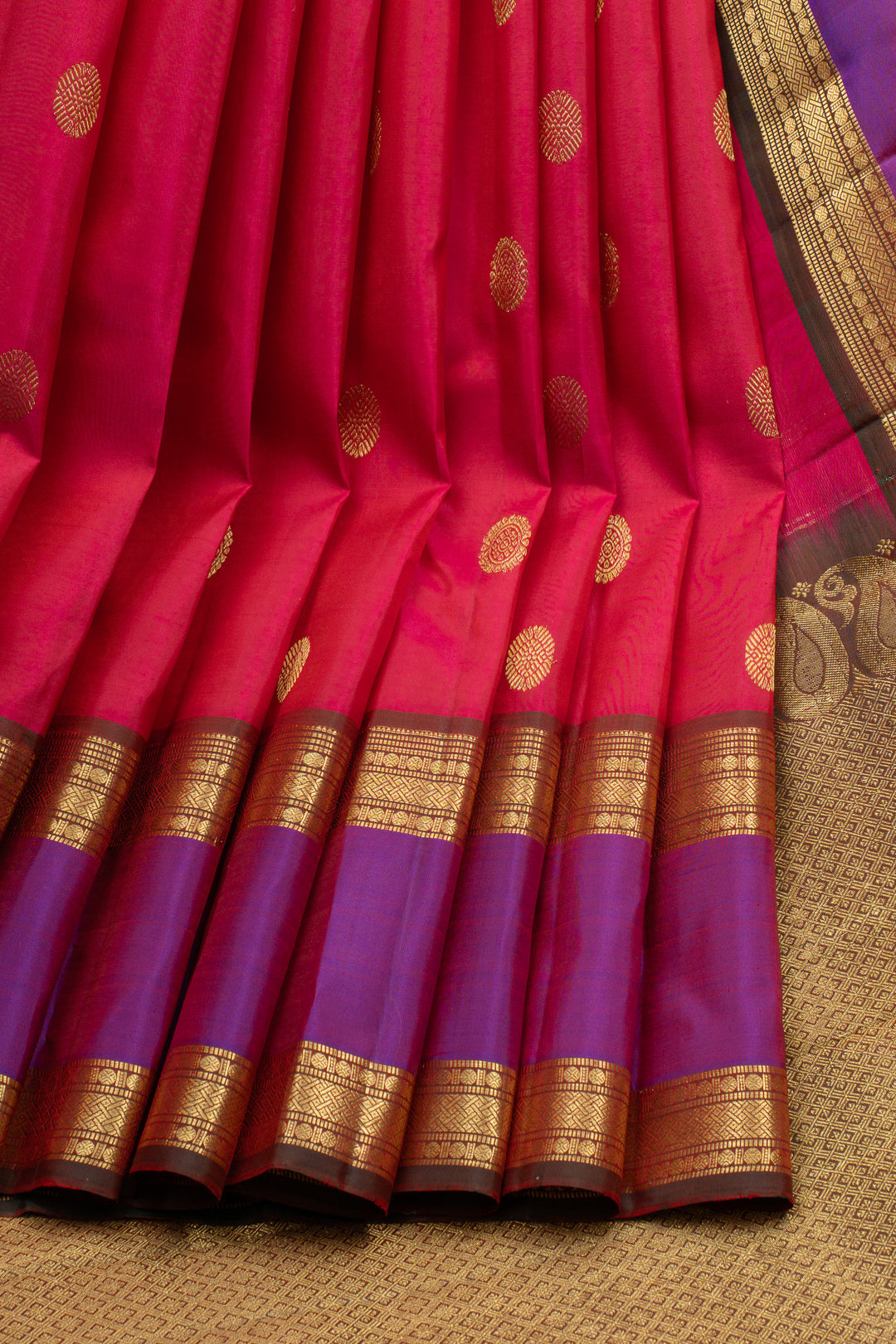 Pink and purple rettai pettu pure kanchipuram silk saree