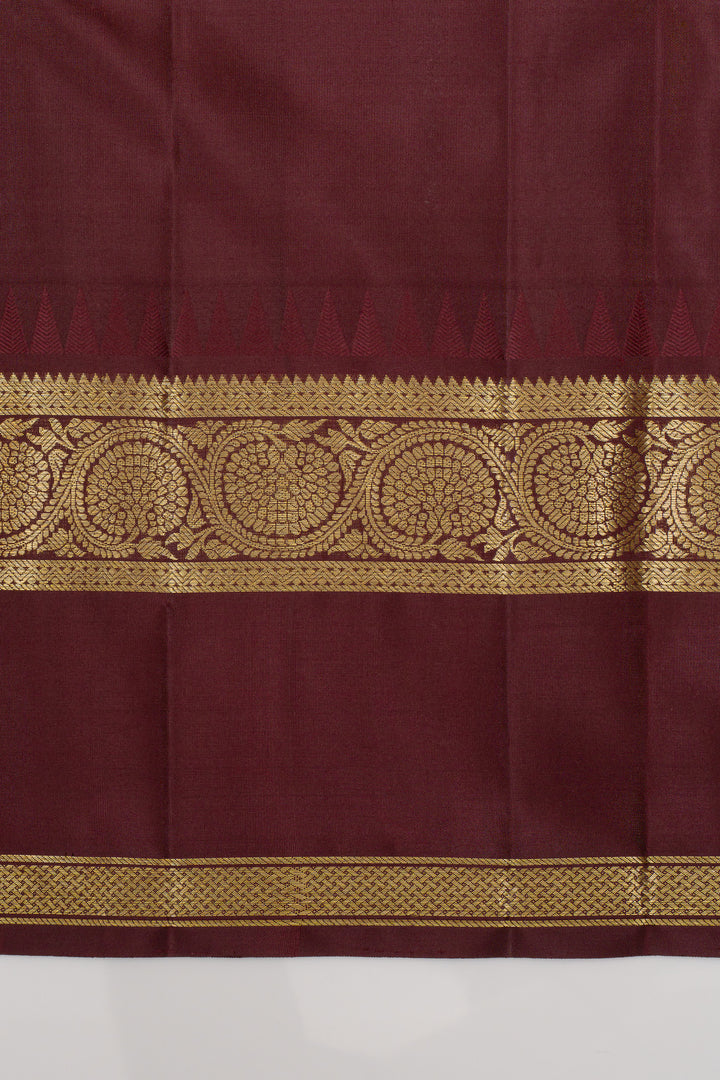 Lilac and maroon and traditional pure kanchipuram silk saree