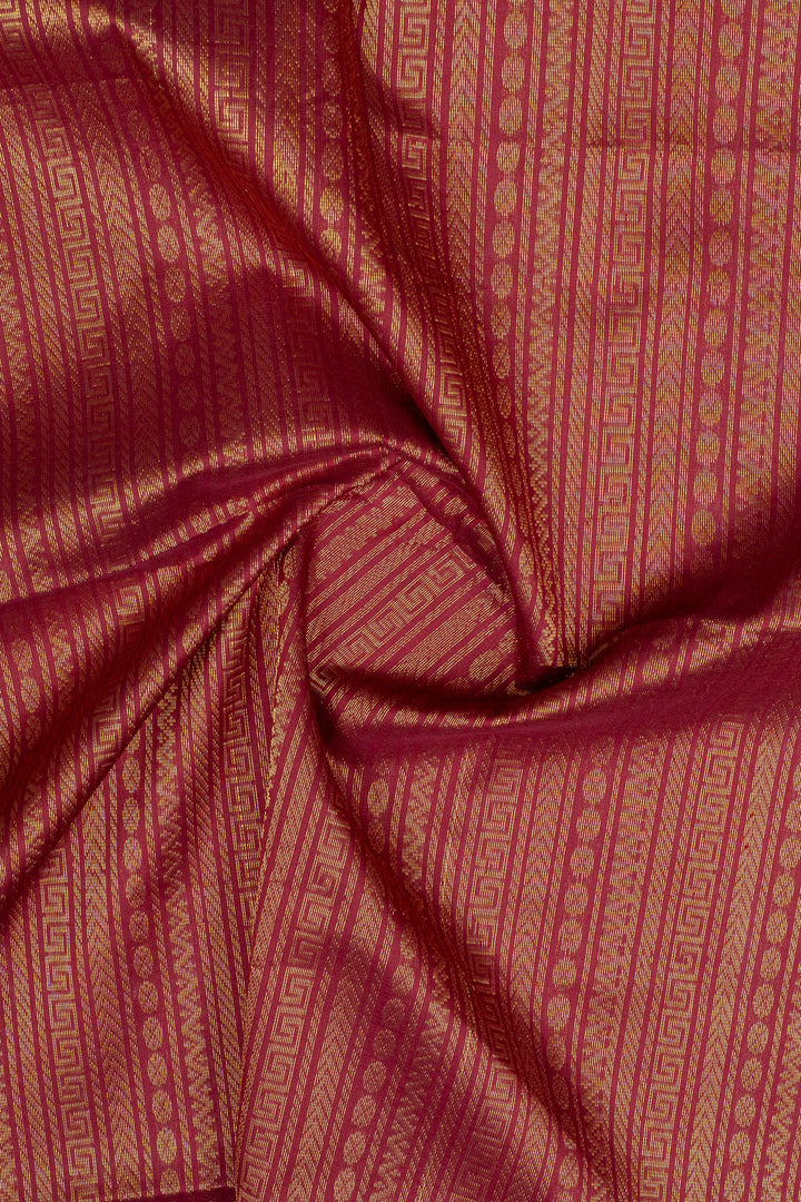 Maroon zari checks pure silk cotton saree