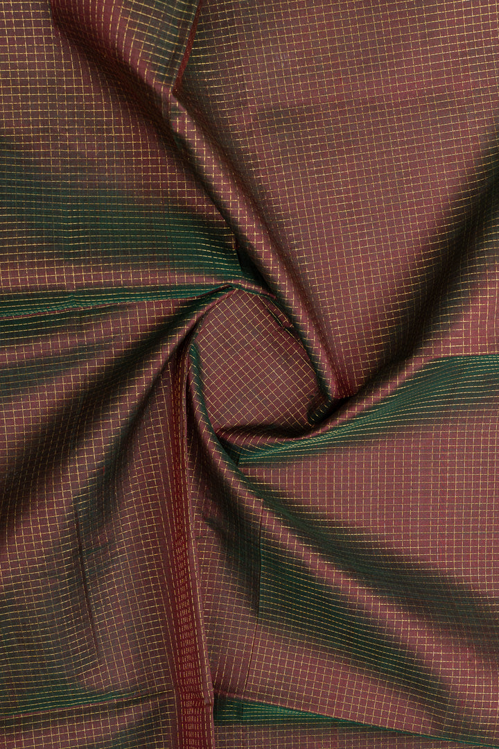 Maroon zari checks pure silk cotton saree