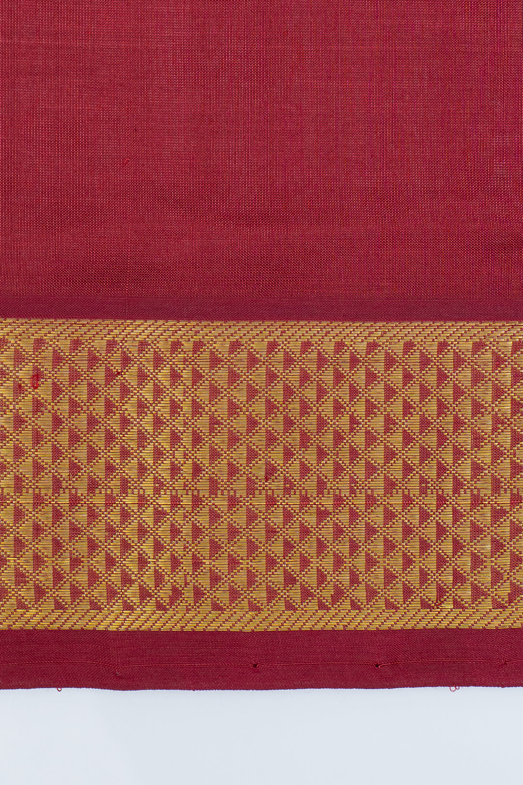 Maroon zari checks pure silk cotton saree