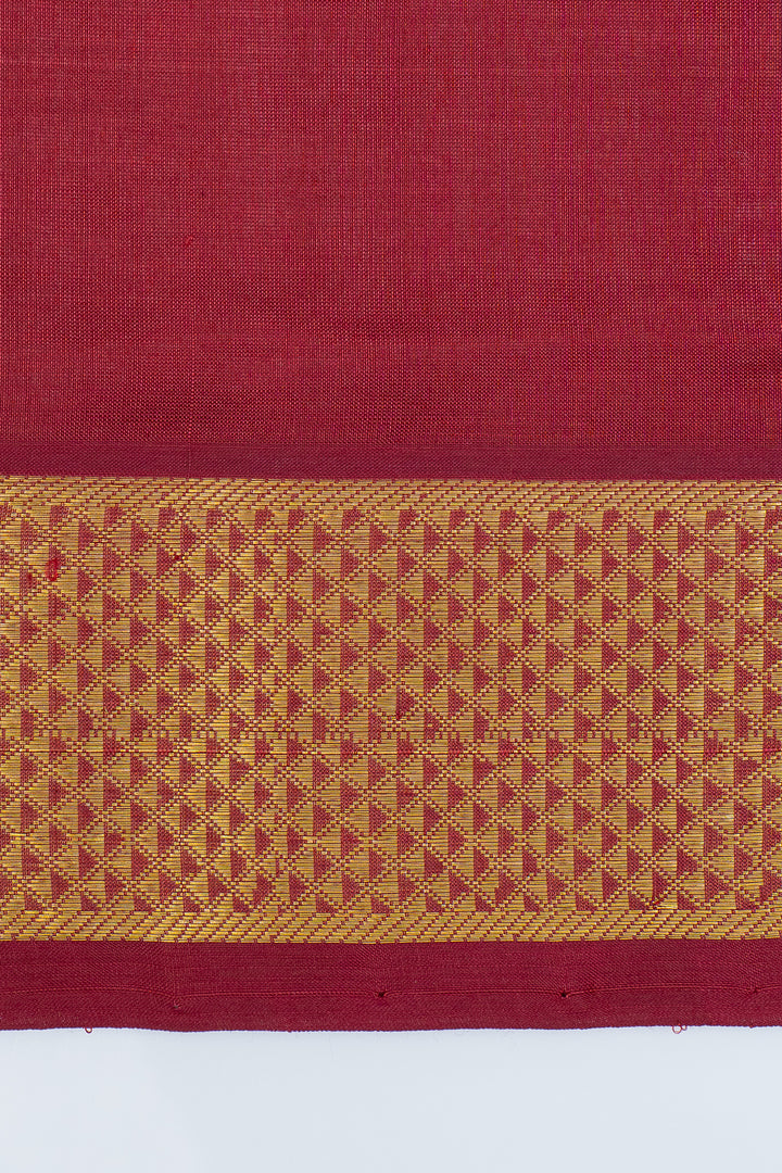Maroon zari checks pure silk cotton saree