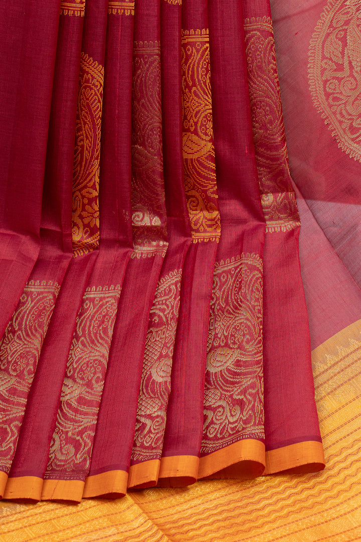 Red traditional pure silk cotton saree
