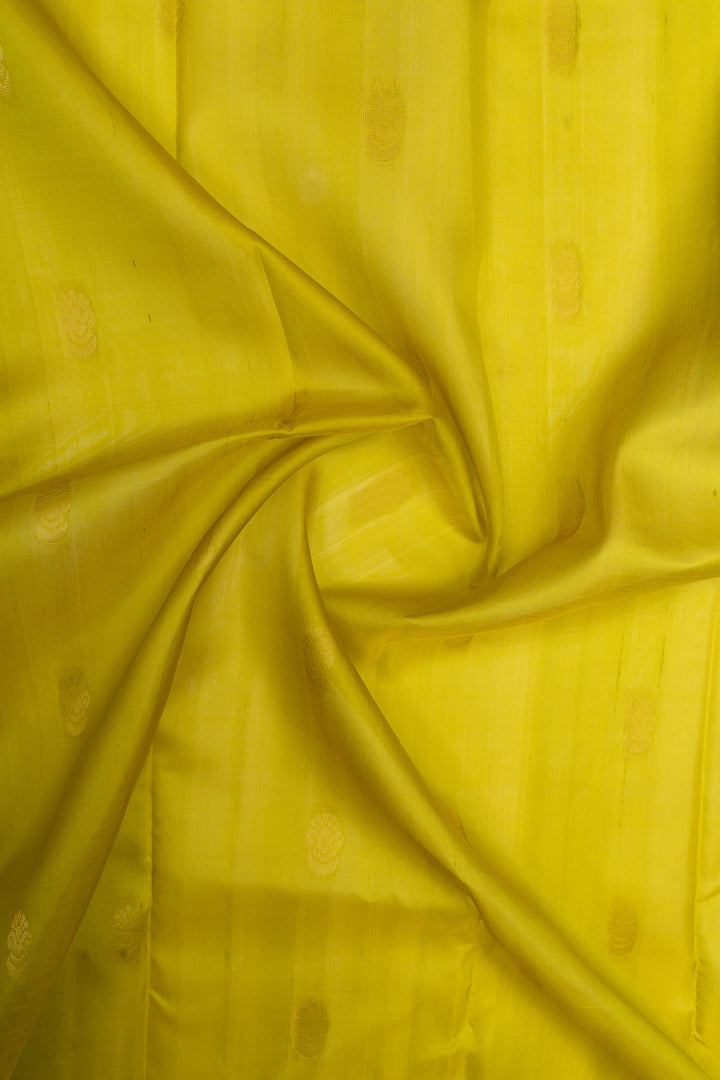 Lime yellow and blue  traditional pure kanchipuram silk saree