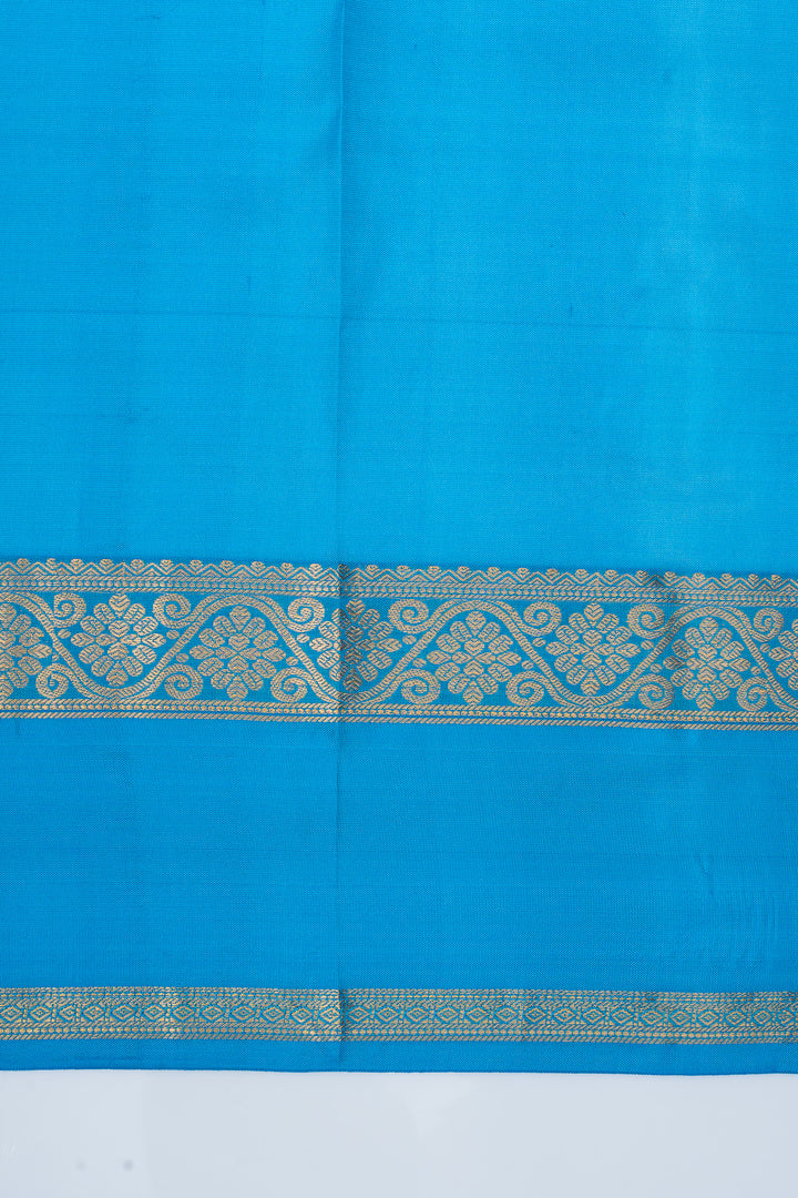 Lime yellow and blue  traditional pure kanchipuram silk saree