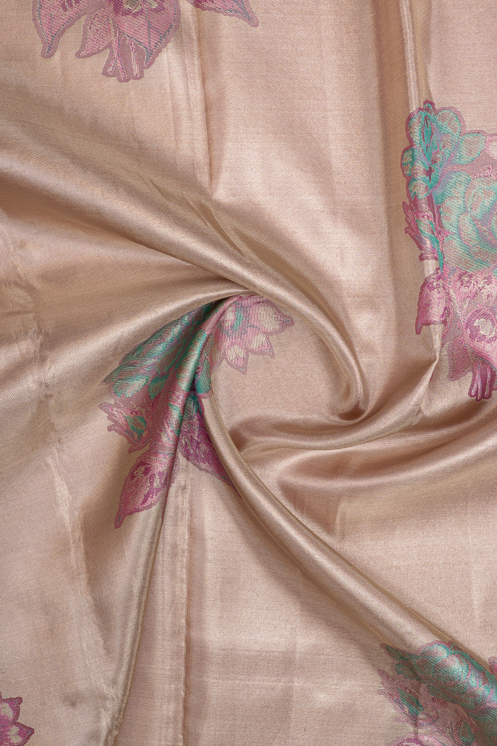 Metallic lilac floral tissue pure designer kanchipuram silk saree