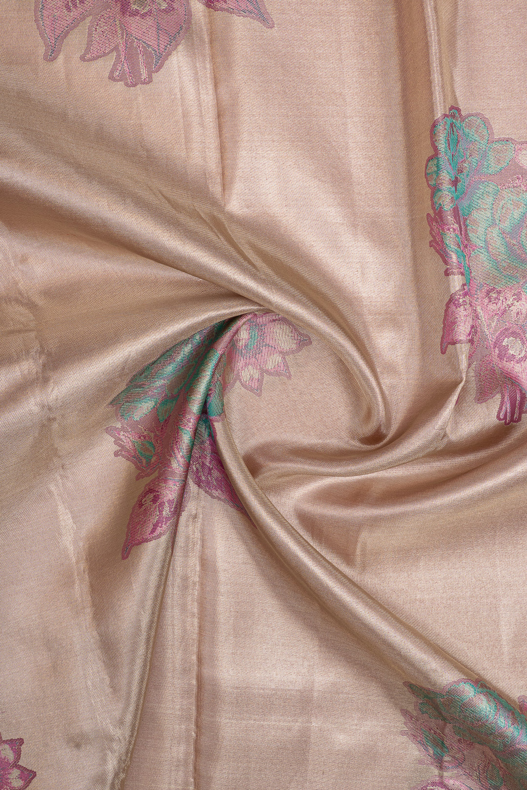 Metallic lilac floral tissue pure designer kanchipuram silk saree