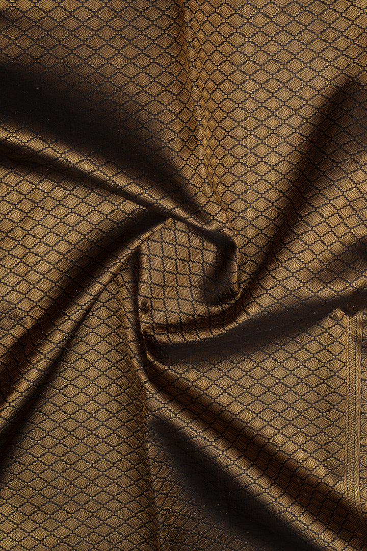 Black floral brocade pure designer kanchipuram silk saree