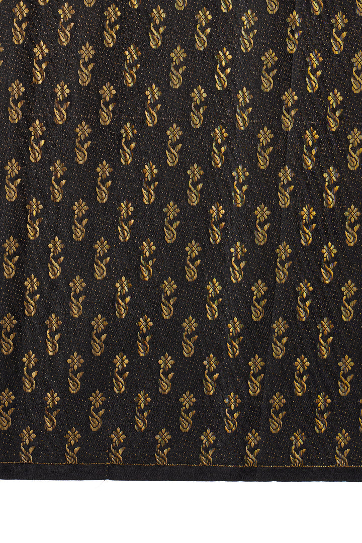 Black floral brocade pure designer kanchipuram silk saree