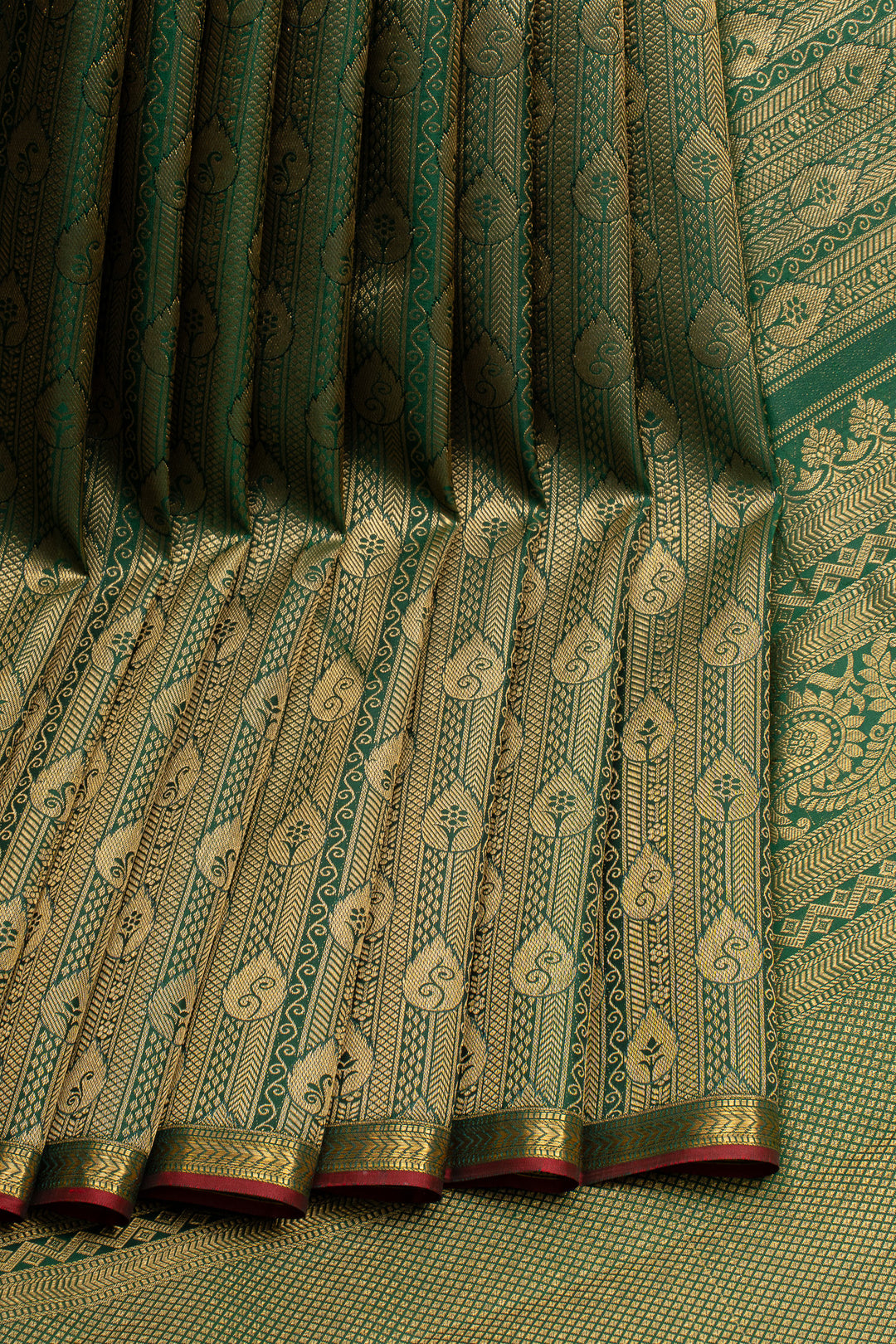 Emerald green brocade pure kanchipuram silk saree