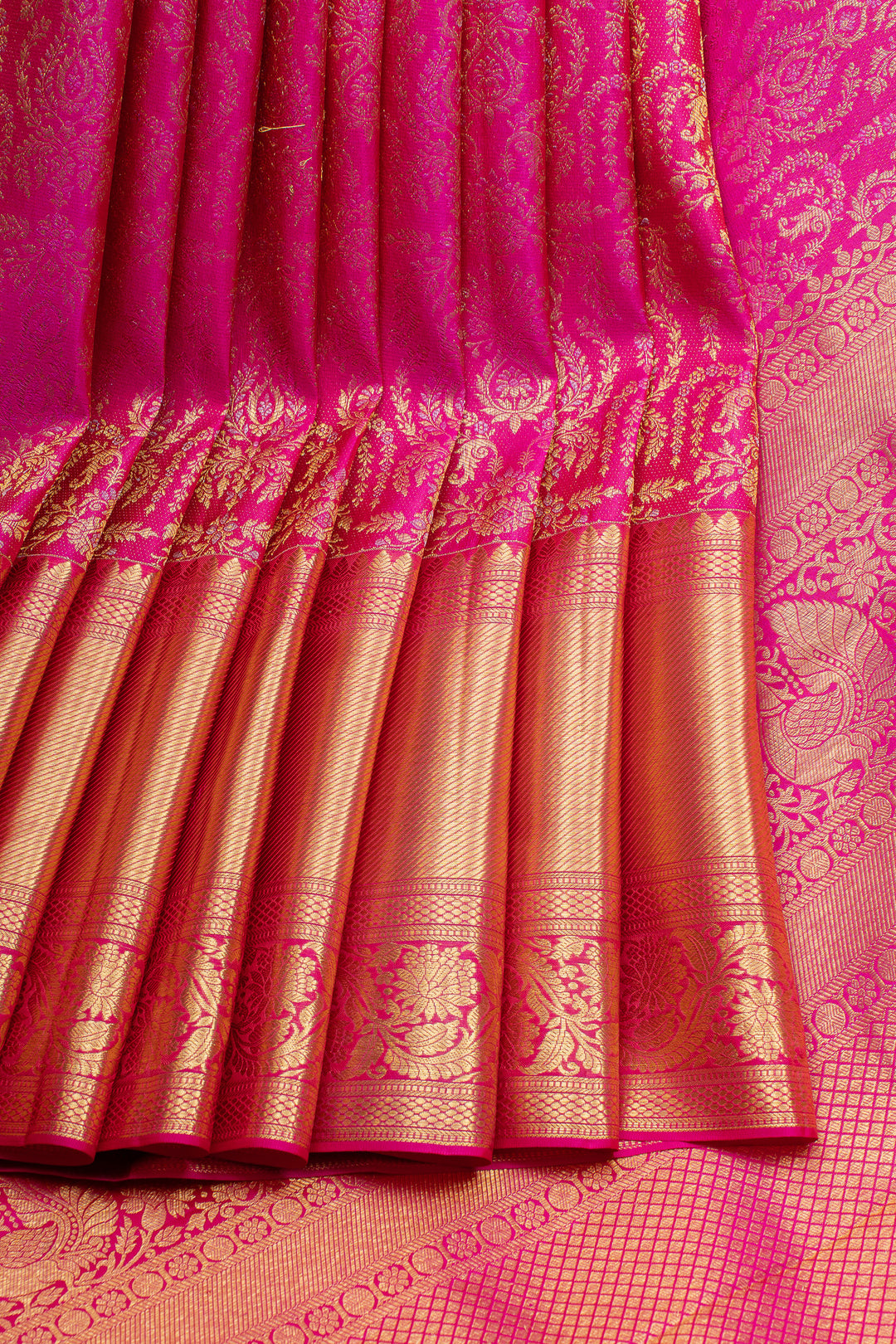 Rani pink brocade pure kanchipuram silk saree
