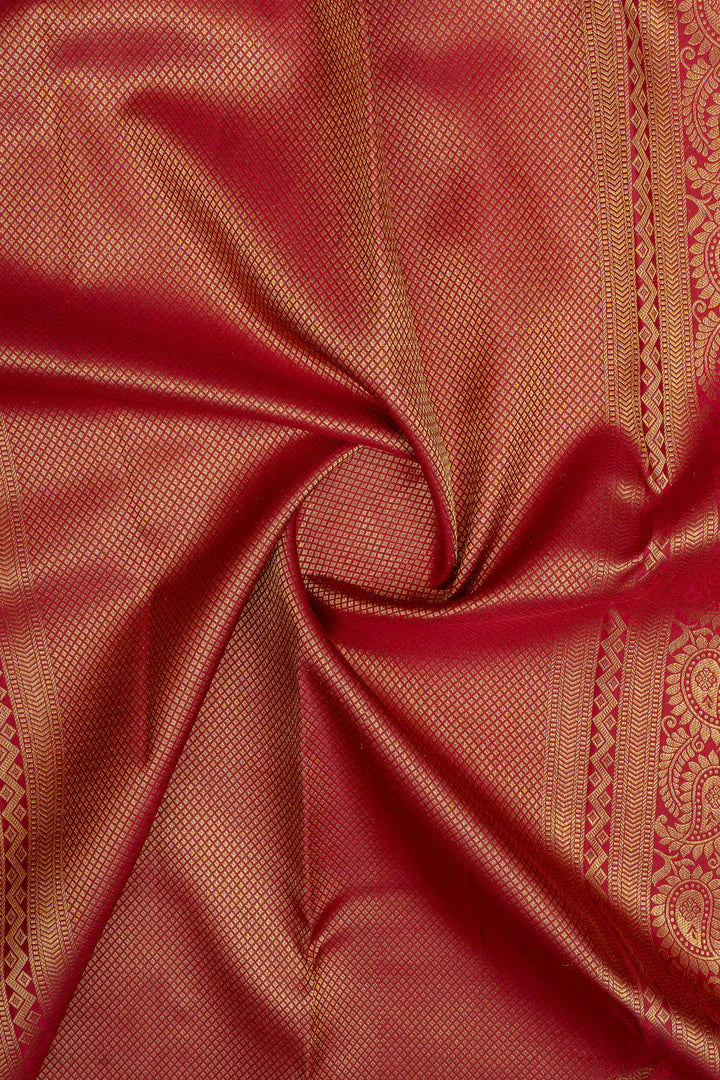 Maroon brocade small border pure kanchipuram silk saree