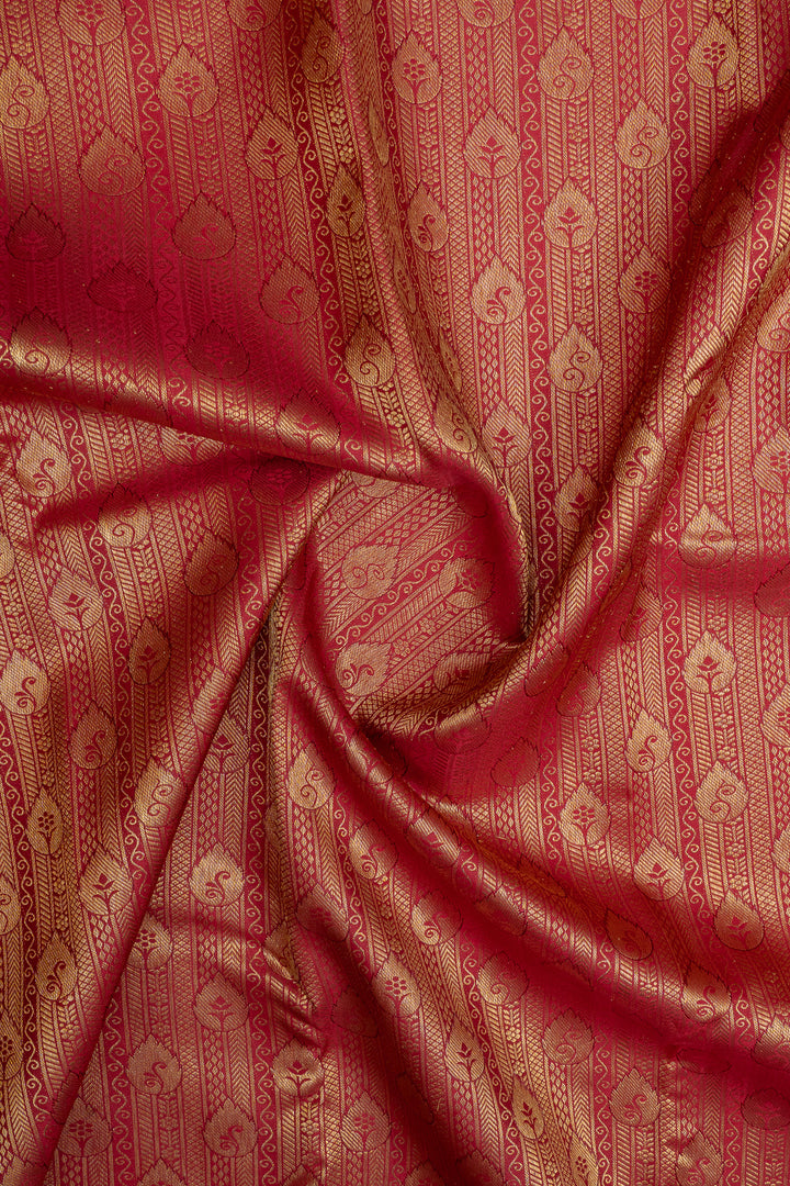Maroon brocade small border pure kanchipuram silk saree