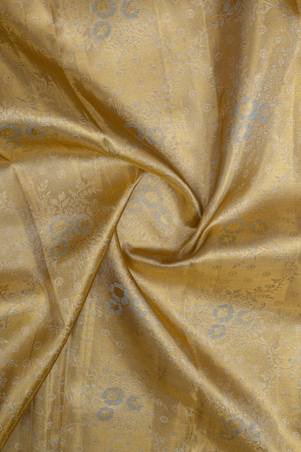 Gold floral brocade  pure kanchipuram silk saree