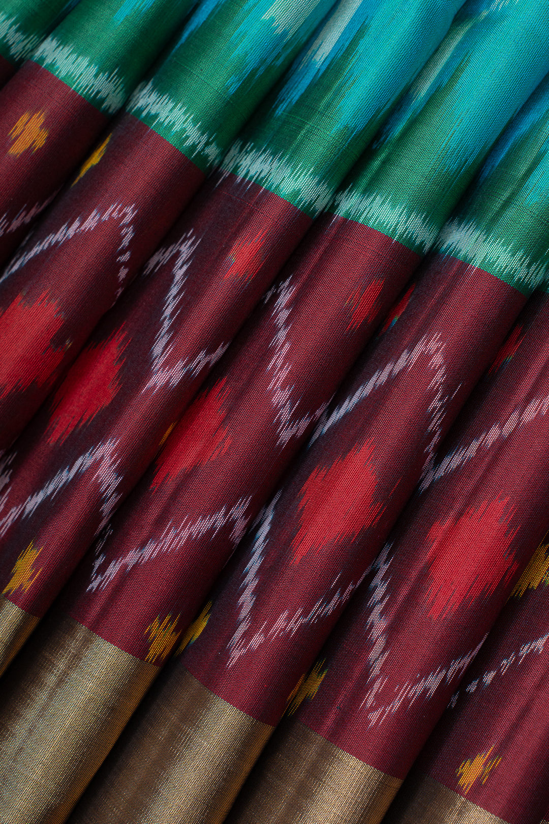 Peacock green ikart pure soft silk saree