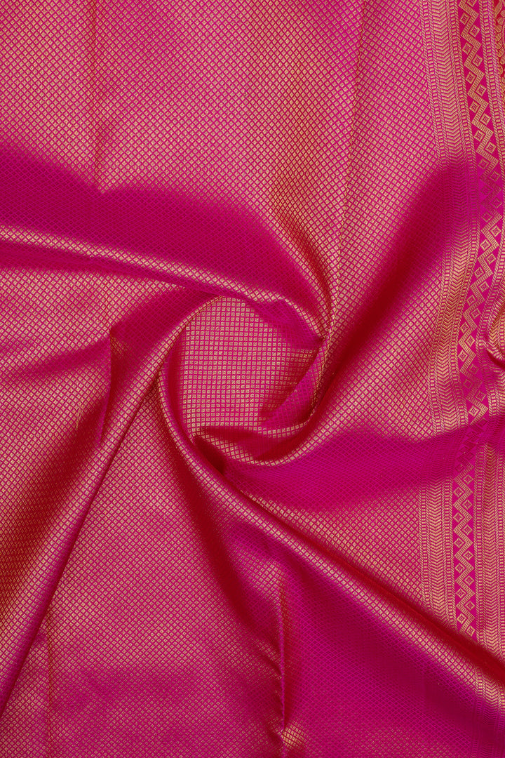 Red and pink brocade pure kanchipuram silk saree