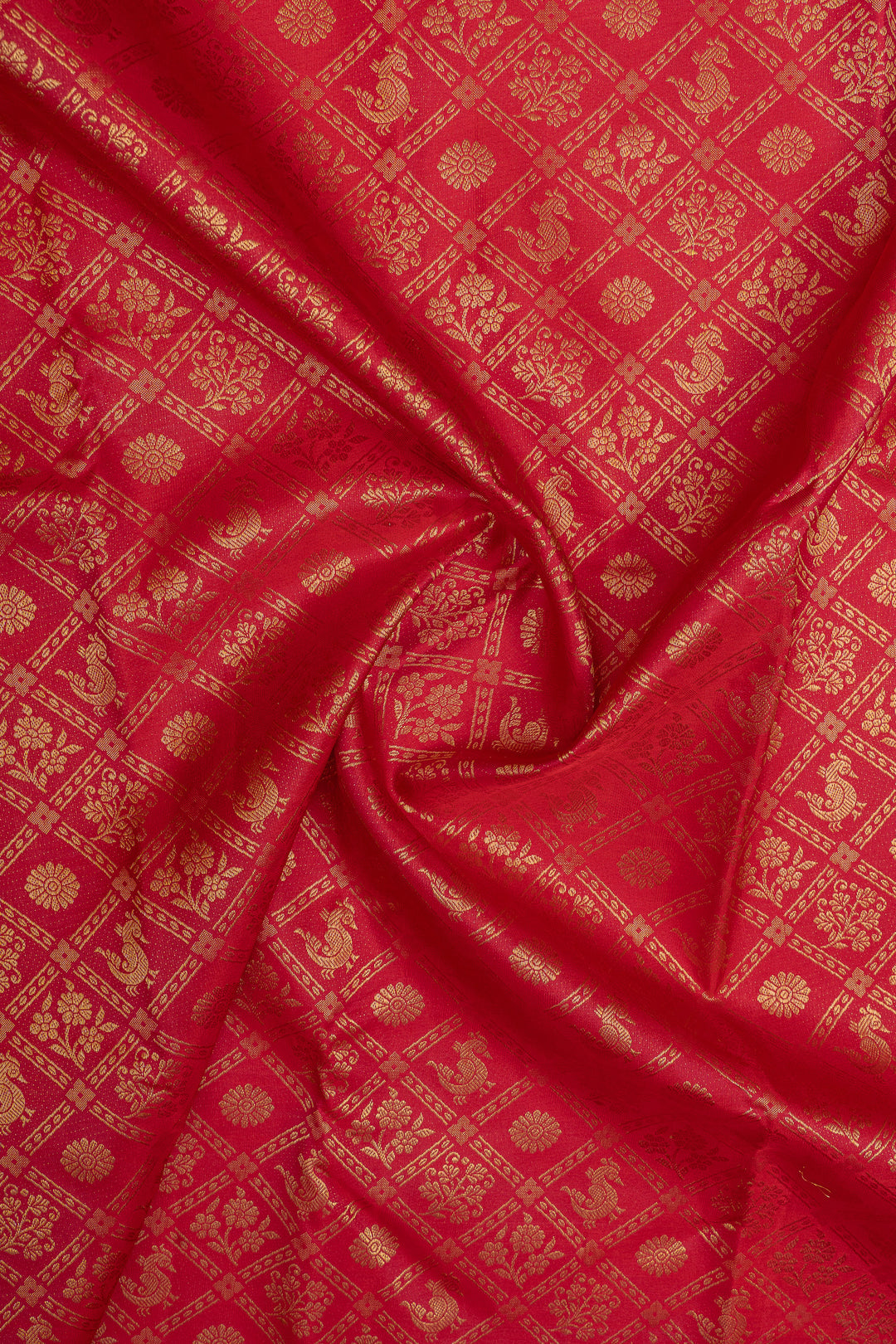 Red and pink brocade pure kanchipuram silk saree