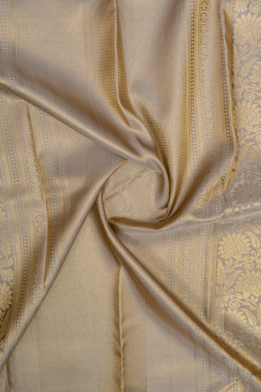 Sky blue and grey brocade  pure kanchipuram silk saree