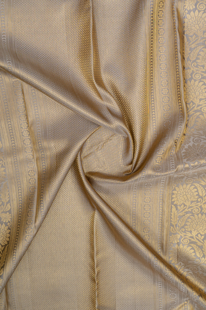Sky blue and grey brocade  pure kanchipuram silk saree