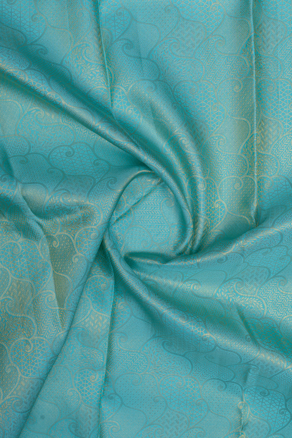 Sky blue and grey brocade  pure kanchipuram silk saree