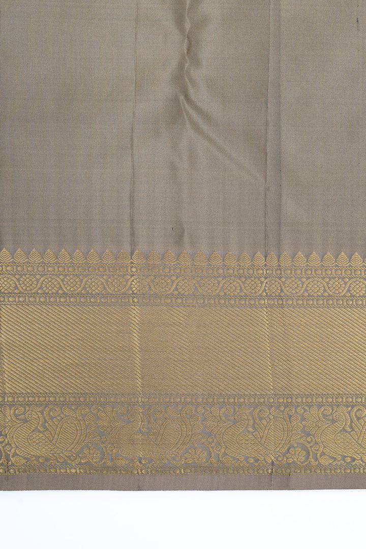Sky blue and grey brocade  pure kanchipuram silk saree