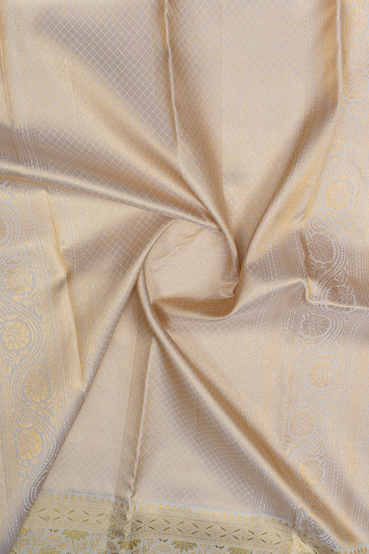 Chartreuse green and Ivory brocade pure kanchipuram silk saree