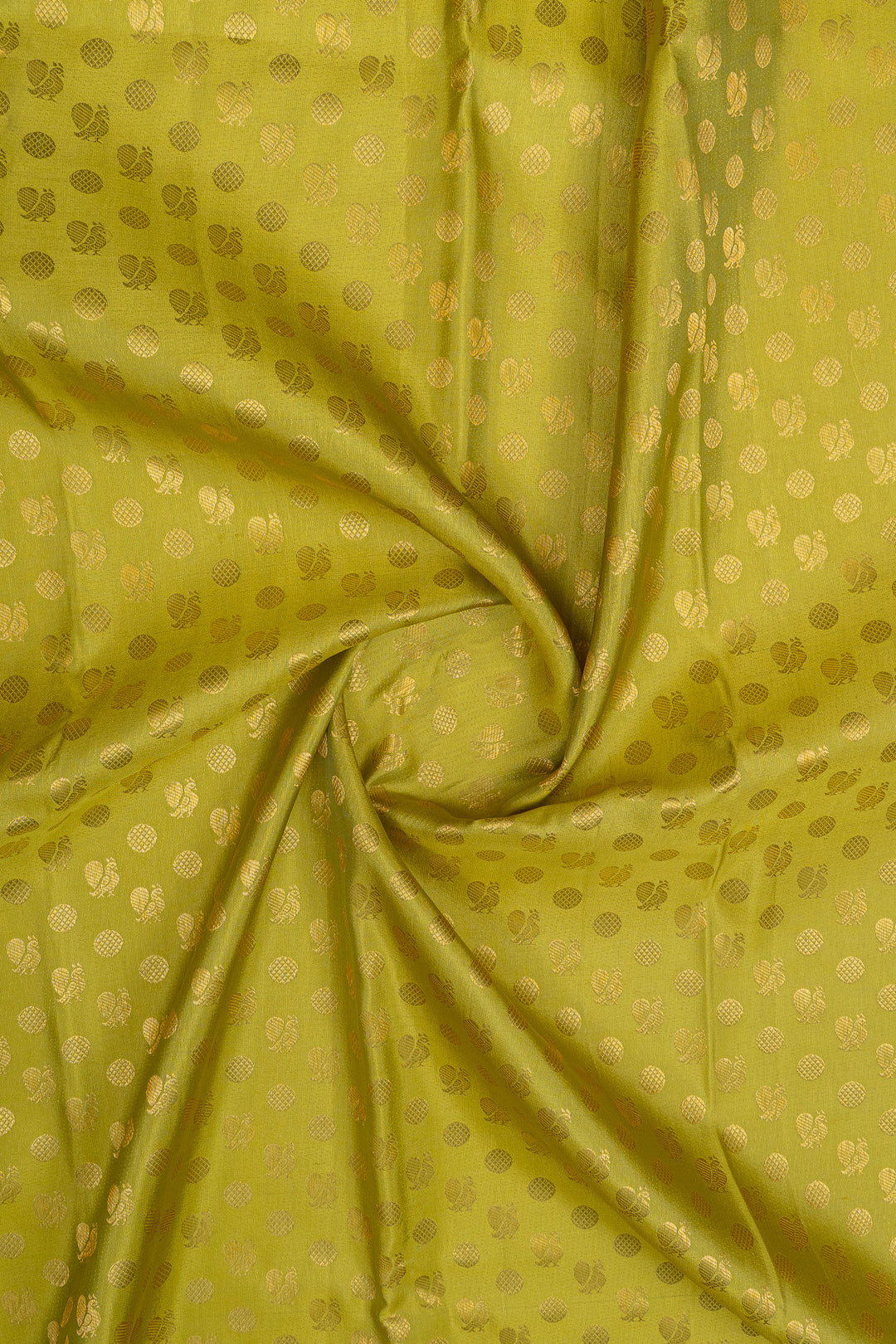 Chartreuse green and Ivory brocade pure kanchipuram silk saree