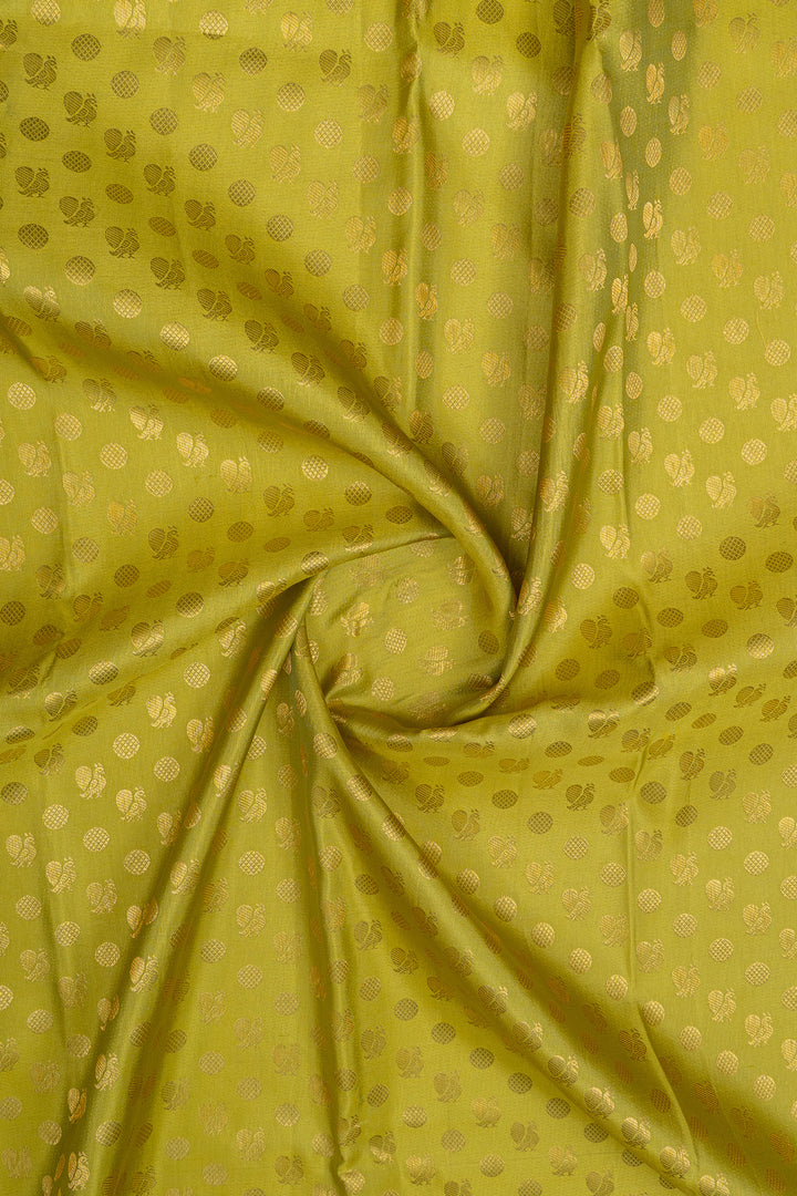 Chartreuse green and Ivory brocade pure kanchipuram silk saree