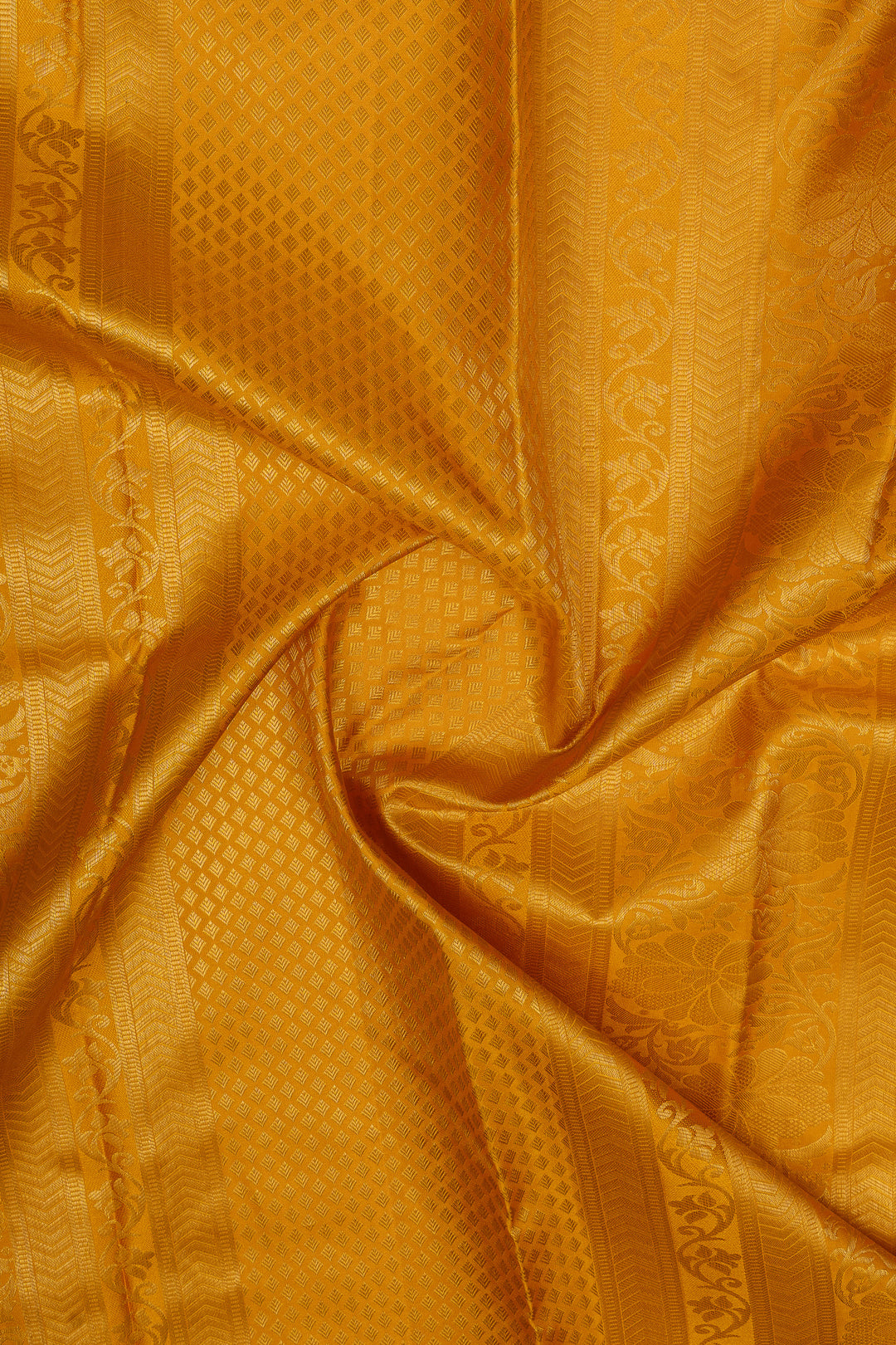Ivory and yellow brocade pure kanchipuram silk saree